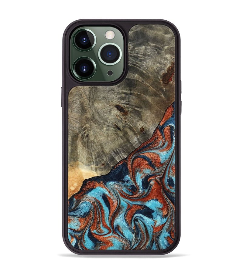 iPhone 13 Pro Max Wood Phone Case - Mckayla (Teal & Gold, 798698)