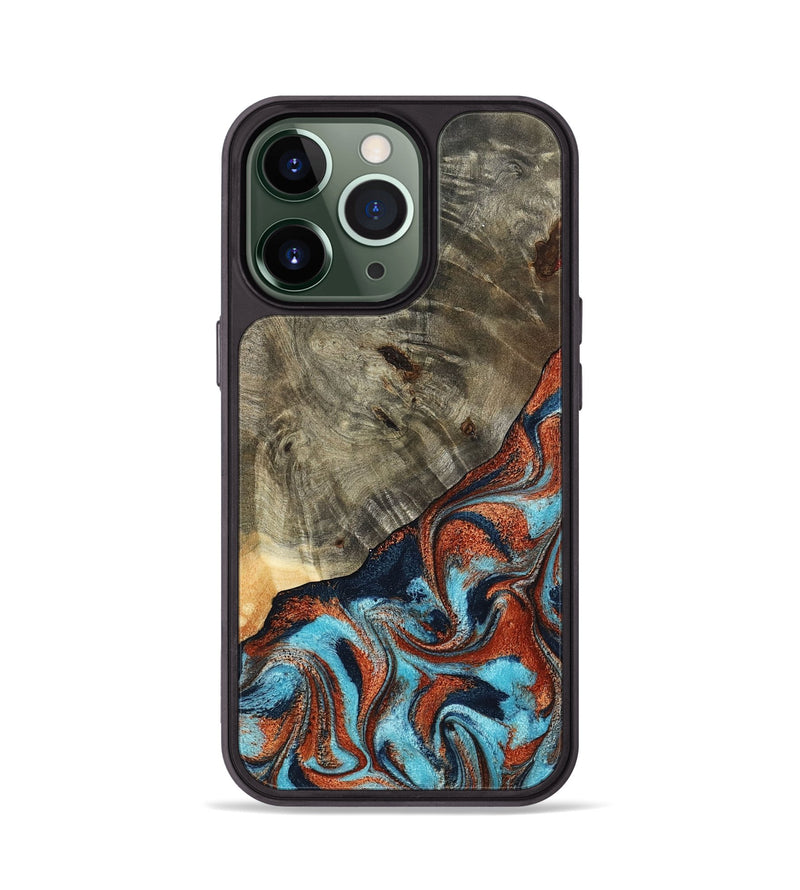 iPhone 13 Pro Wood Phone Case - Mckayla (Teal & Gold, 798698)