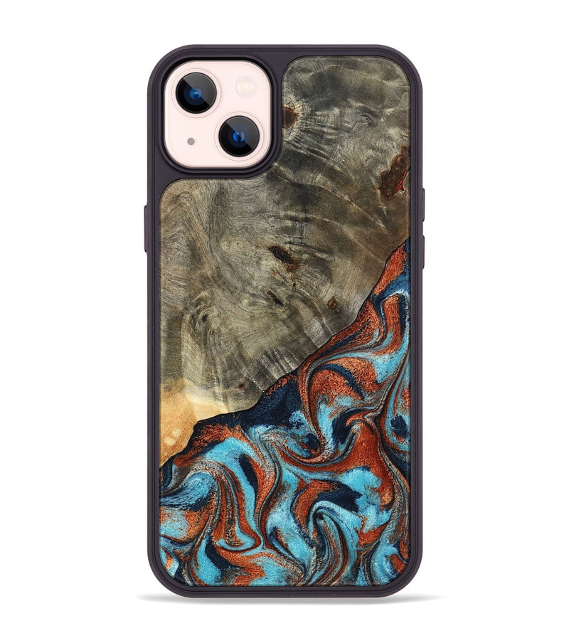 iPhone 14 Plus Wood Phone Case - Mckayla (Teal & Gold, 798698)