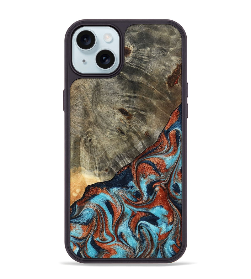 iPhone 15 Plus Wood Phone Case - Mckayla (Teal & Gold, 798698)