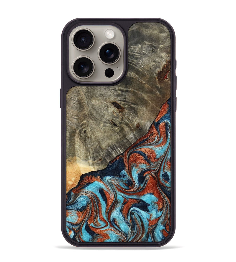 iPhone 15 Pro Max Wood Phone Case - Mckayla (Teal & Gold, 798698)