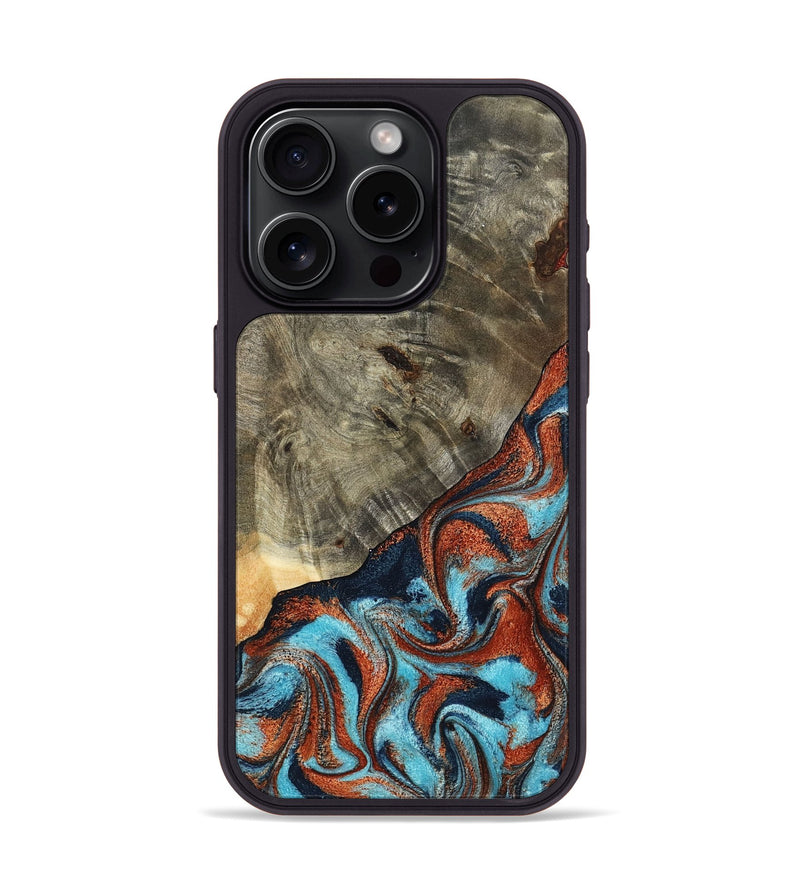 iPhone 15 Pro Wood Phone Case - Mckayla (Teal & Gold, 798698)