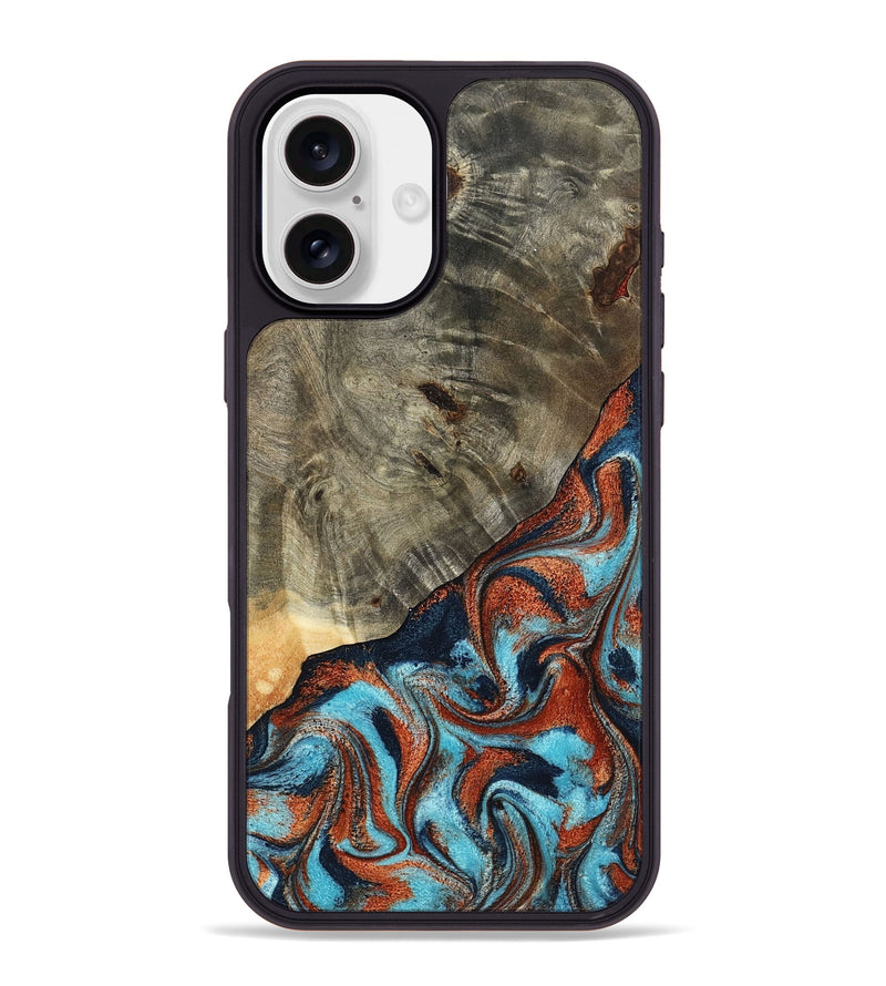 iPhone 16 Plus Wood Phone Case - Mckayla (Teal & Gold, 798698)