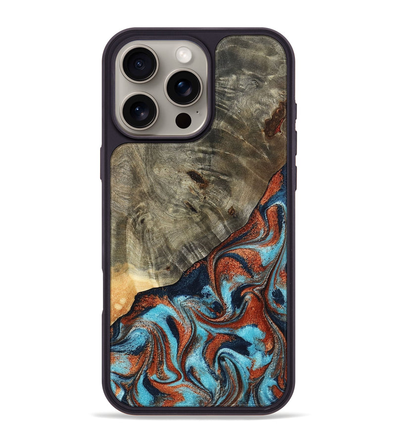 iPhone 16 Pro Max Wood Phone Case - Mckayla (Teal & Gold, 798698)