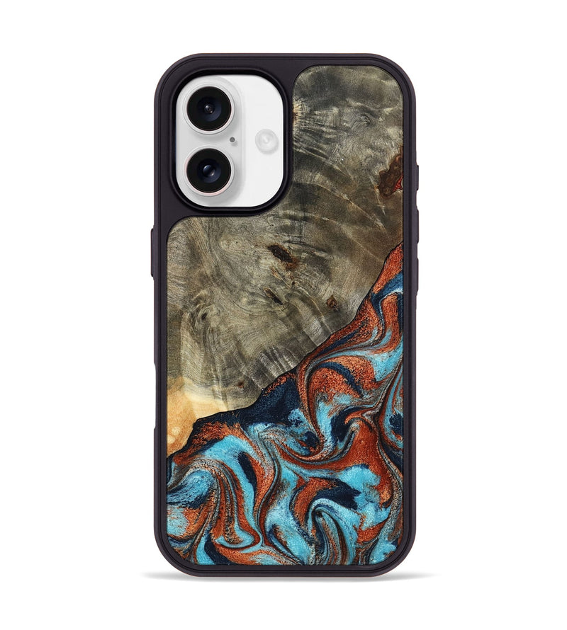iPhone 17 Wood Phone Case - Mckayla (Teal & Gold, 798698)