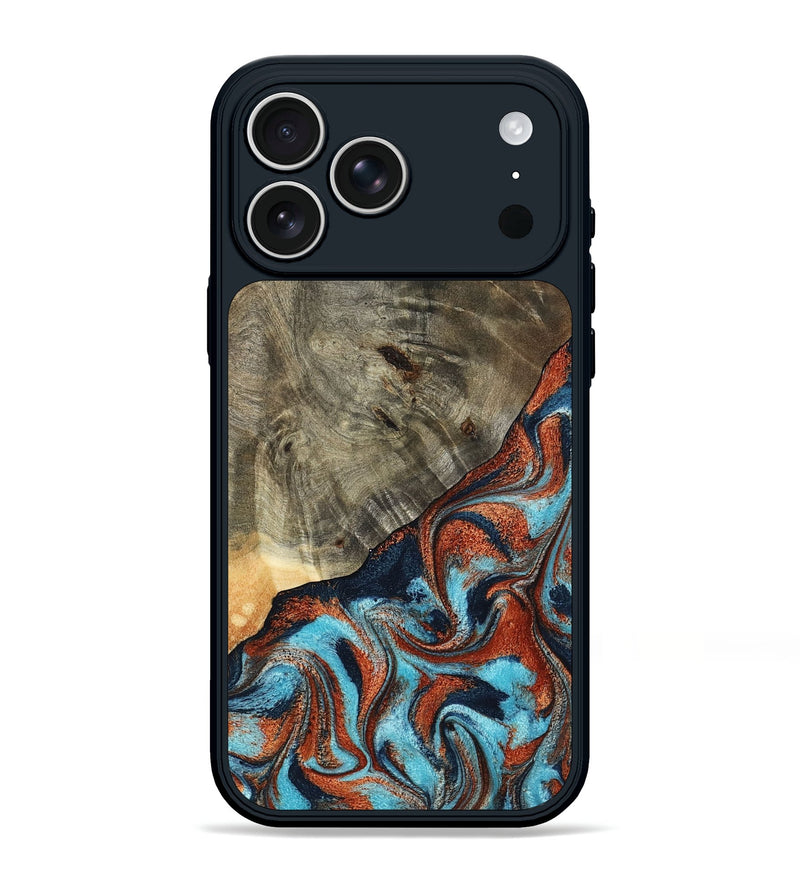 iPhone 17 Pro Max Wood Phone Case - Mckayla (Teal & Gold, 798698)