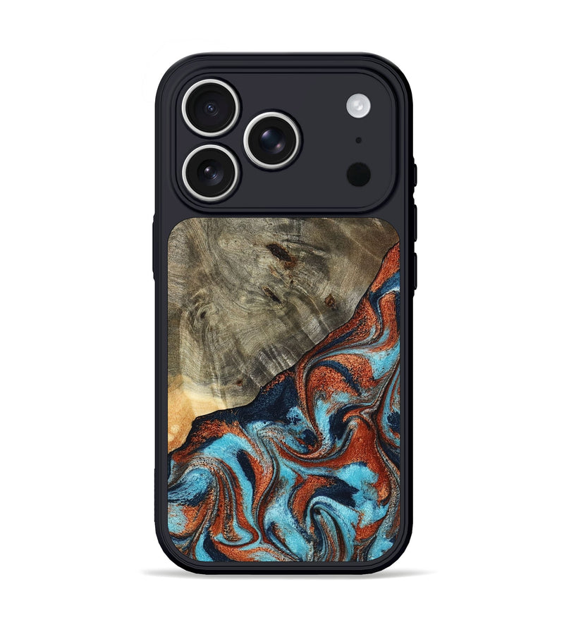 iPhone 17 Pro Wood Phone Case - Mckayla (Teal & Gold, 798698)