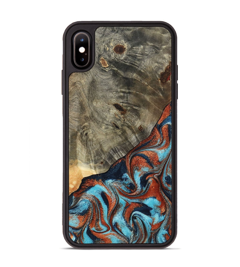 iPhone Xs Max Wood Phone Case - Mckayla (Teal & Gold, 798698)
