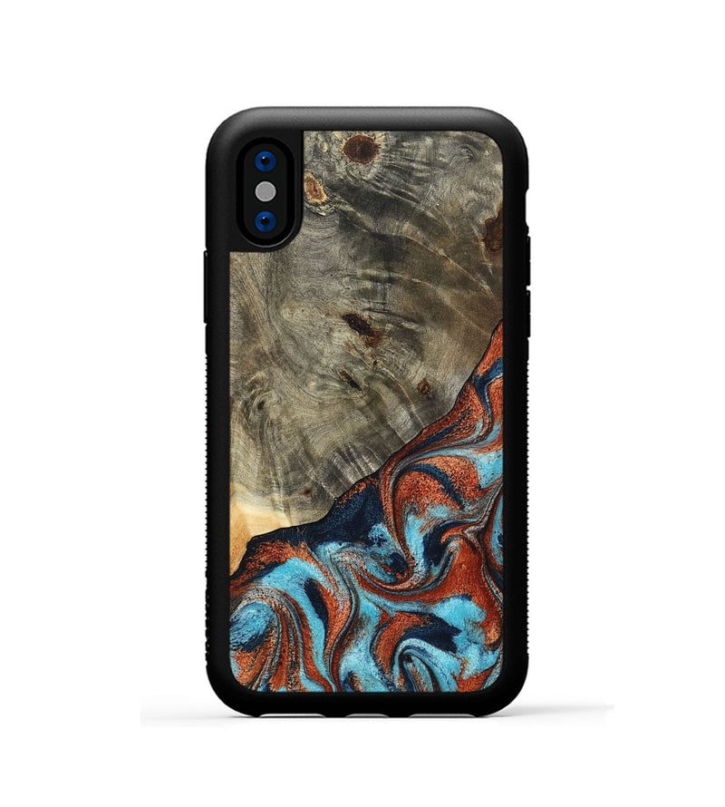 iPhone Xs Wood Phone Case - Mckayla (Teal & Gold, 798698)