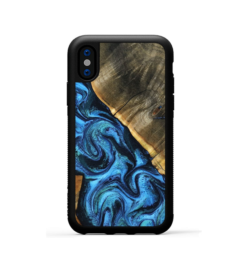 iPhone Xs Wood Phone Case - Marlys (Blue, 798911)