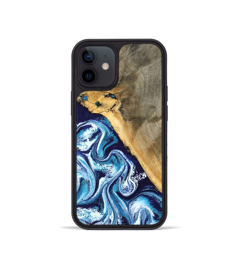 iPhone 12 mini Wood Phone Case - Ollie (Blue, 798913)