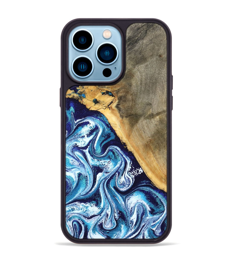 iPhone 14 Pro Max Wood Phone Case - Ollie (Blue, 798913)