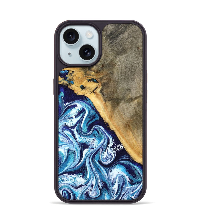 iPhone 15 Wood Phone Case - Ollie (Blue, 798913)