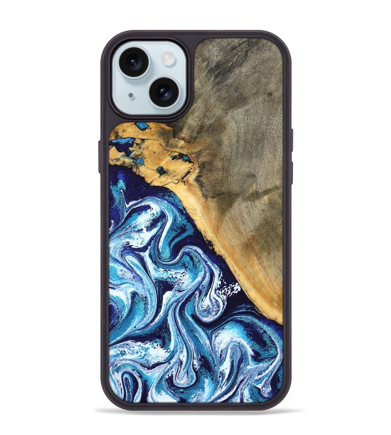 iPhone 15 Plus Wood Phone Case - Ollie (Blue, 798913)