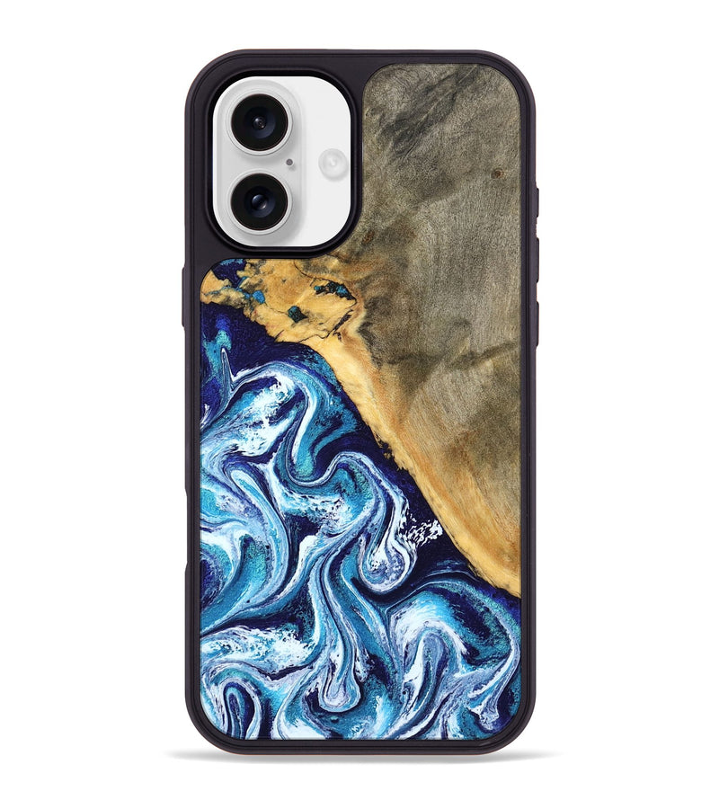 iPhone 16 Plus Wood Phone Case - Ollie (Blue, 798913)