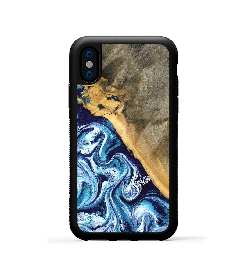 iPhone Xs Wood Phone Case - Ollie (Blue, 798913)