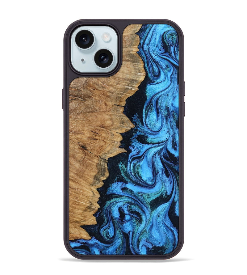 iPhone 15 Plus Wood Phone Case - Norris (Blue, 798914)