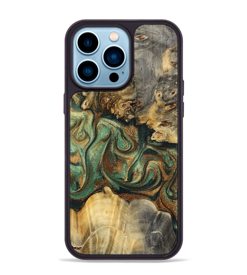iPhone 14 Pro Max Wood Phone Case - Zora (Green, 798934)