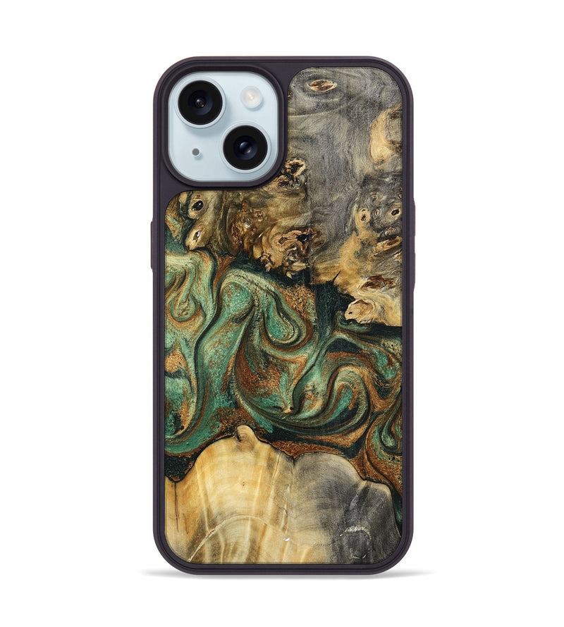 iPhone 15 Wood Phone Case - Zora (Green, 798934)