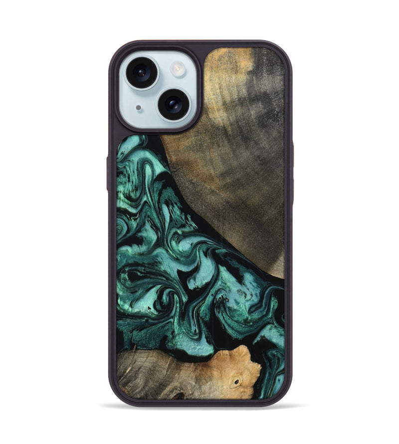iPhone 15 Wood Phone Case - Kaela (Green, 798938)