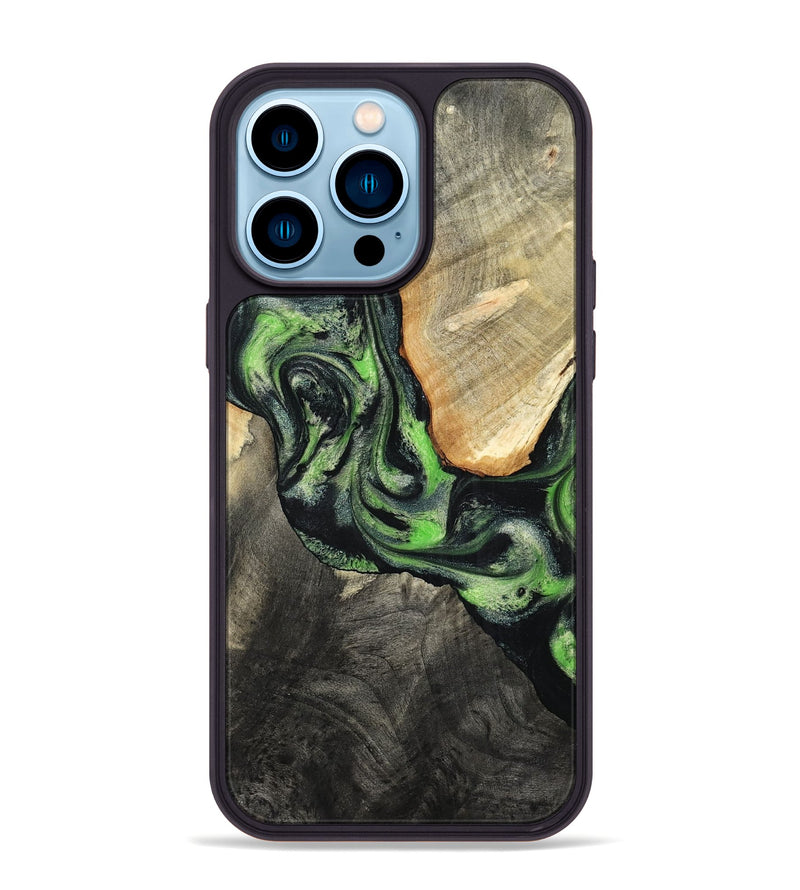iPhone 14 Pro Max Wood Phone Case - Teo (Green, 798941)
