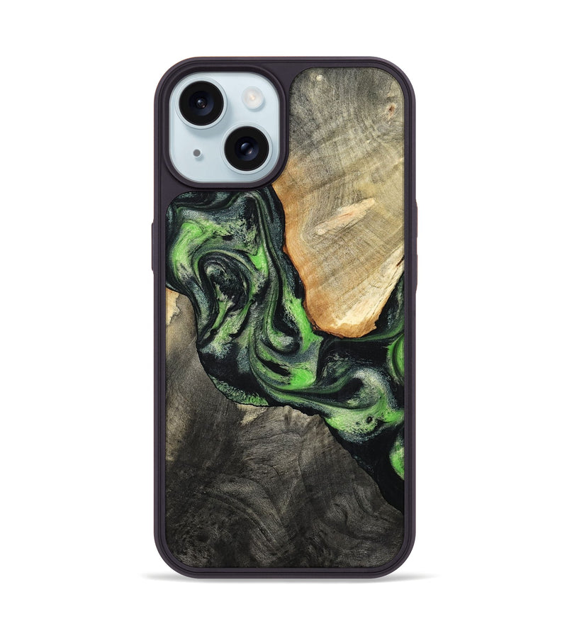 iPhone 15 Wood Phone Case - Teo (Green, 798941)