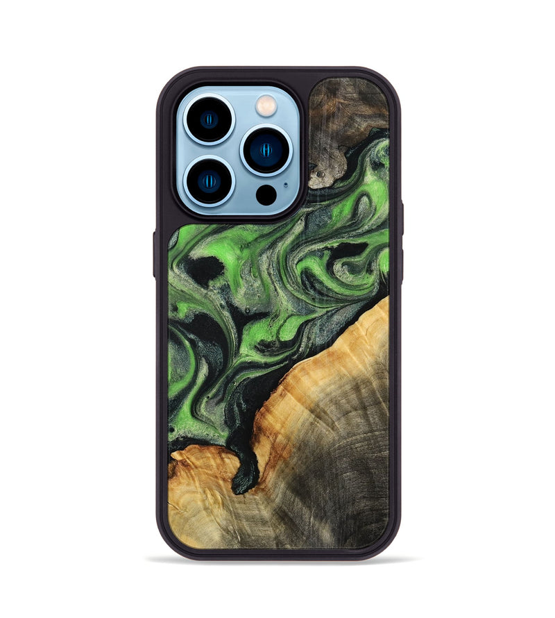 iPhone 14 Pro Wood Phone Case - Ettie (Green, 798942)