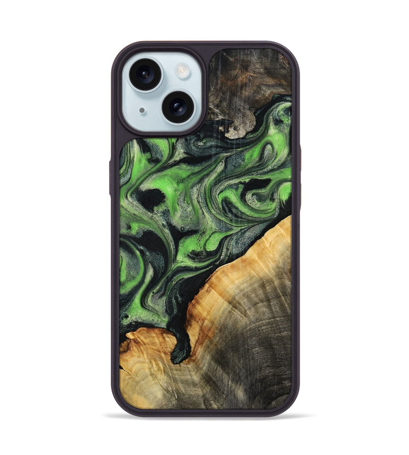 iPhone 15 Wood Phone Case - Ettie (Green, 798942)