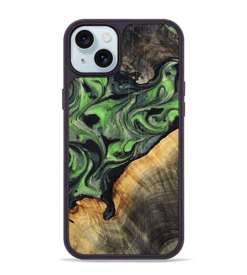 iPhone 15 Plus Wood Phone Case - Ettie (Green, 798942)