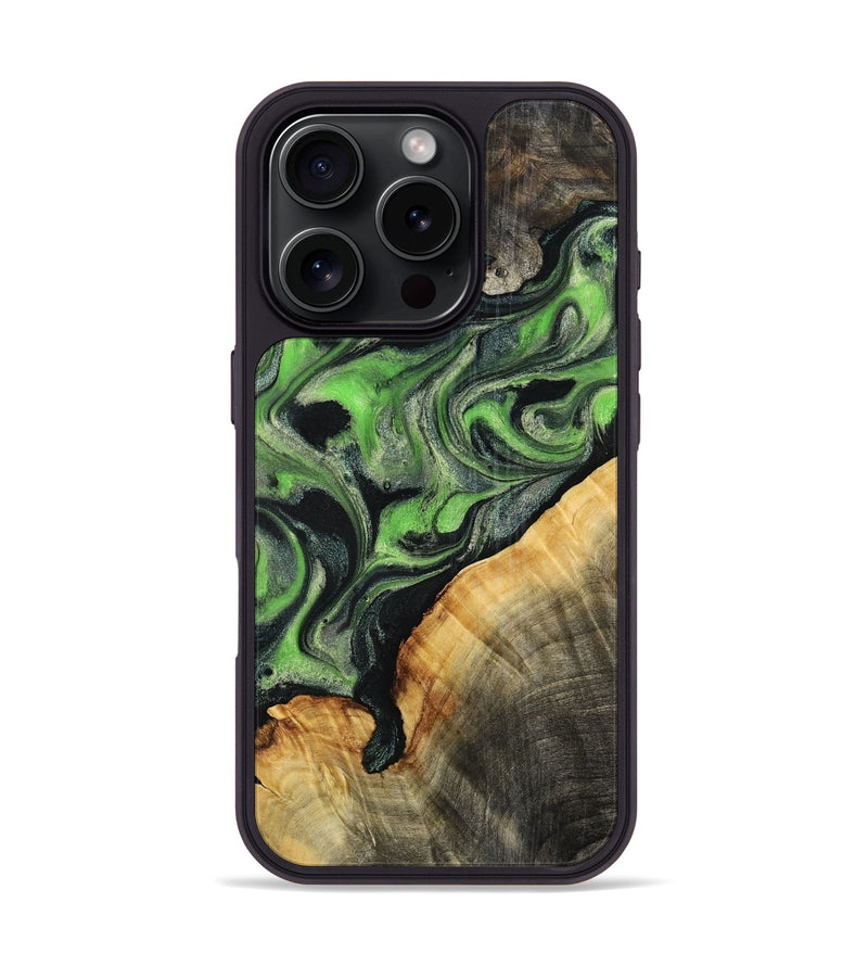 iPhone 16 Pro Wood Phone Case - Ettie (Green, 798942)