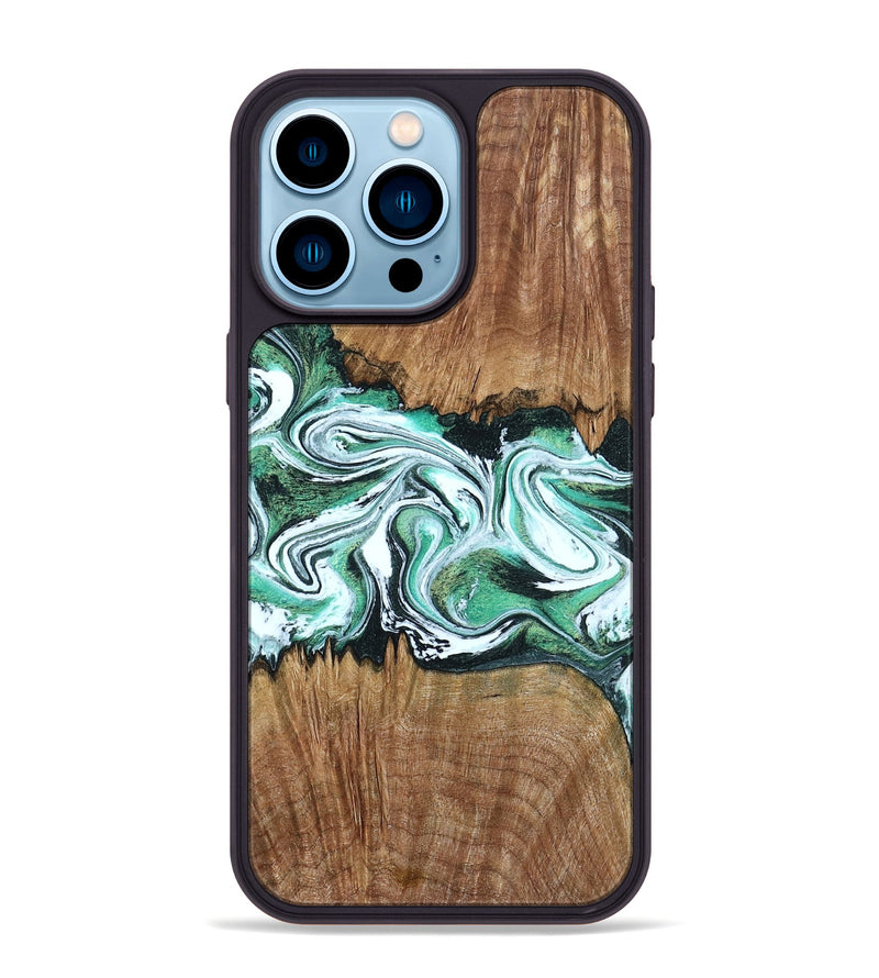 iPhone 14 Pro Max Wood Phone Case - Jamaal (Green, 798946)