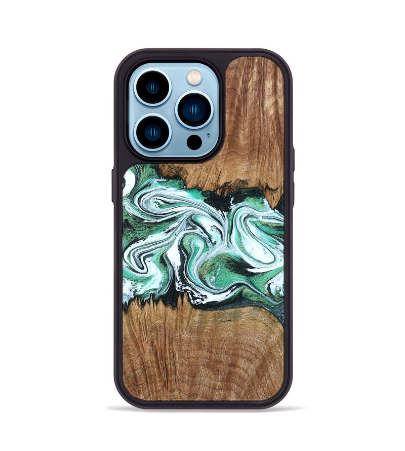 iPhone 14 Pro Wood Phone Case - Jamaal (Green, 798946)