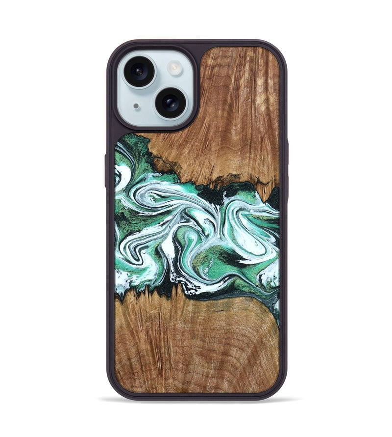 iPhone 15 Wood Phone Case - Jamaal (Green, 798946)
