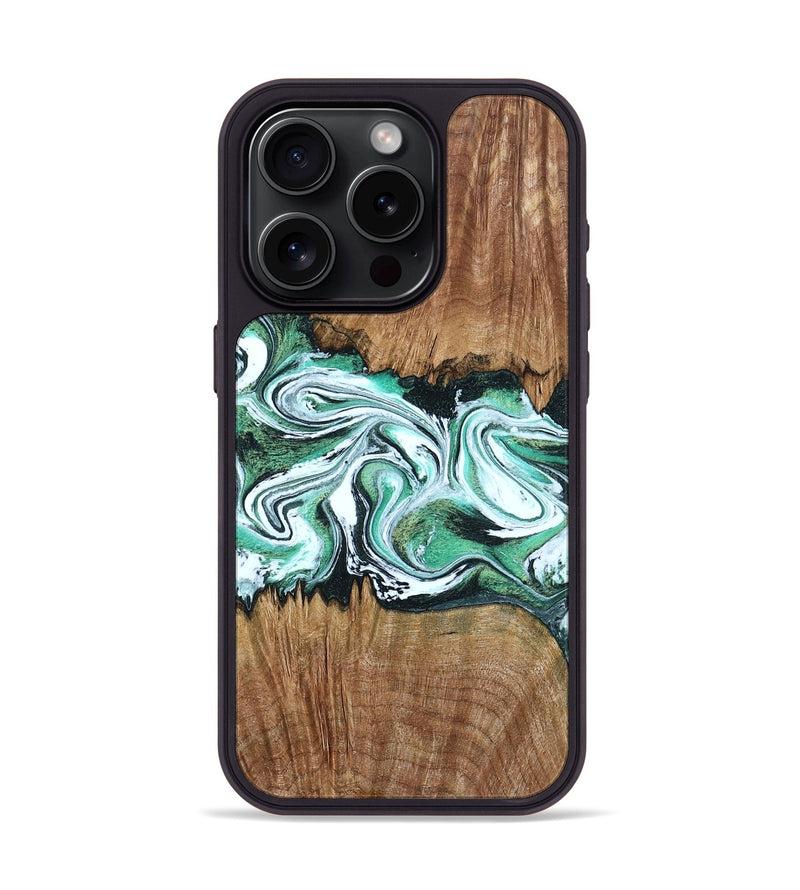 iPhone 15 Pro Wood Phone Case - Jamaal (Green, 798946)