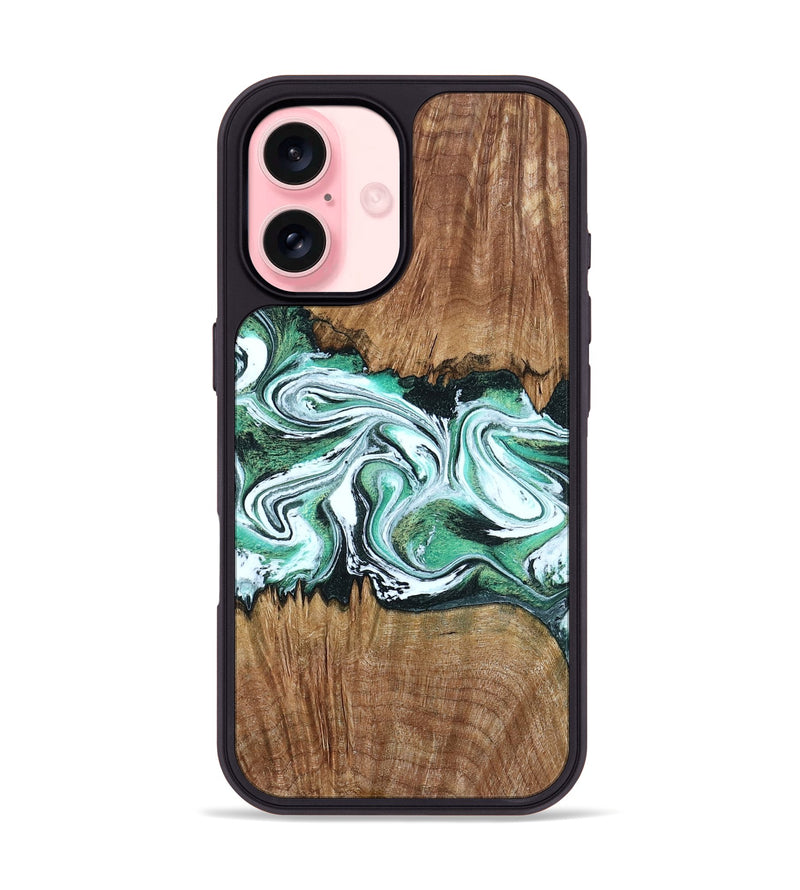 iPhone 16 Wood Phone Case - Jamaal (Green, 798946)