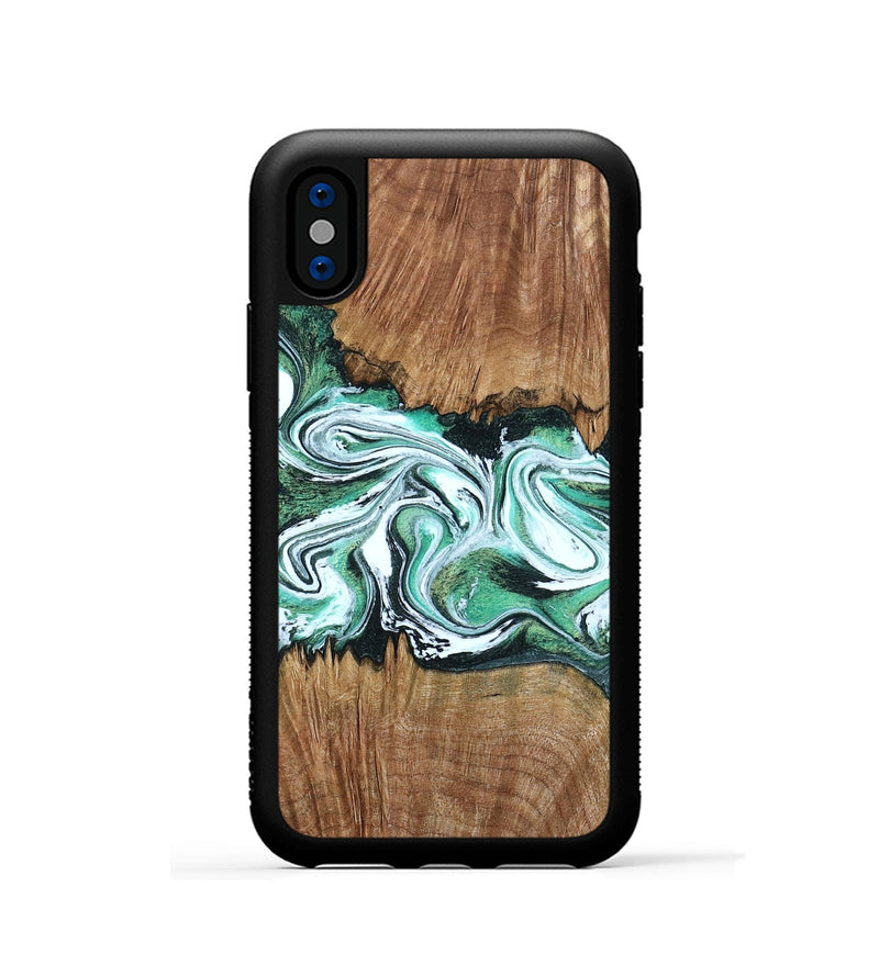 iPhone Xs Wood Phone Case - Jamaal (Green, 798946)