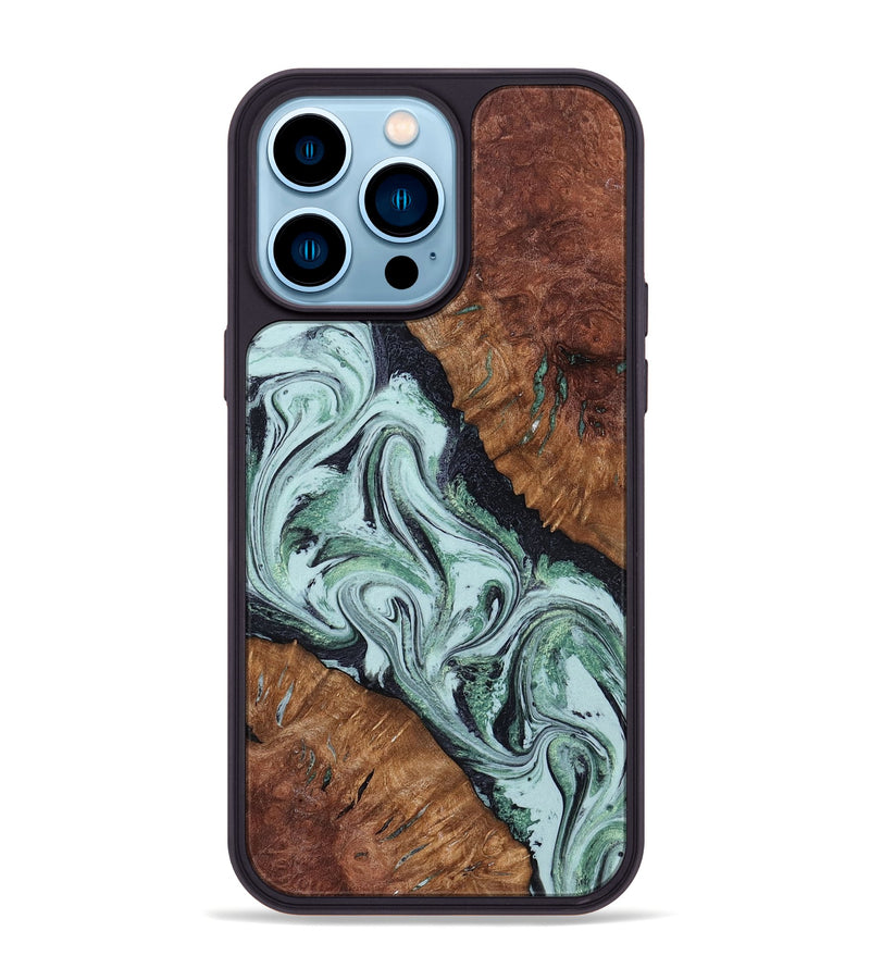 iPhone 14 Pro Max Wood Phone Case - Roman (Green, 798948)