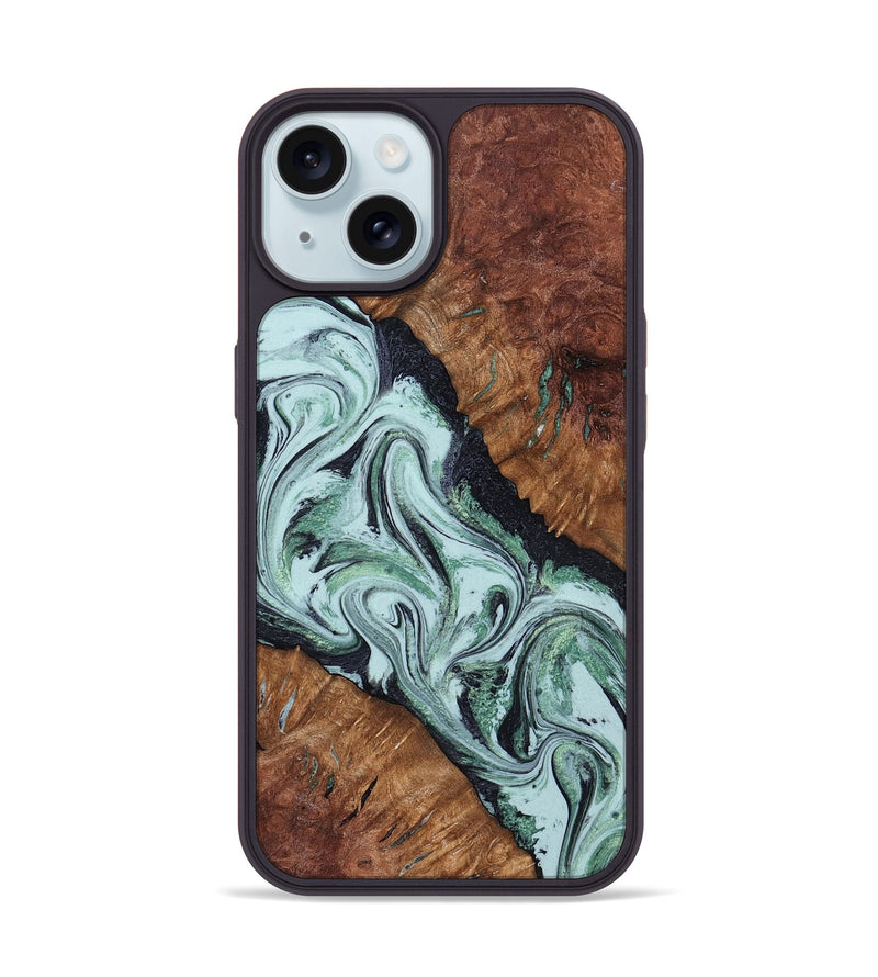 iPhone 15 Wood Phone Case - Roman (Green, 798948)