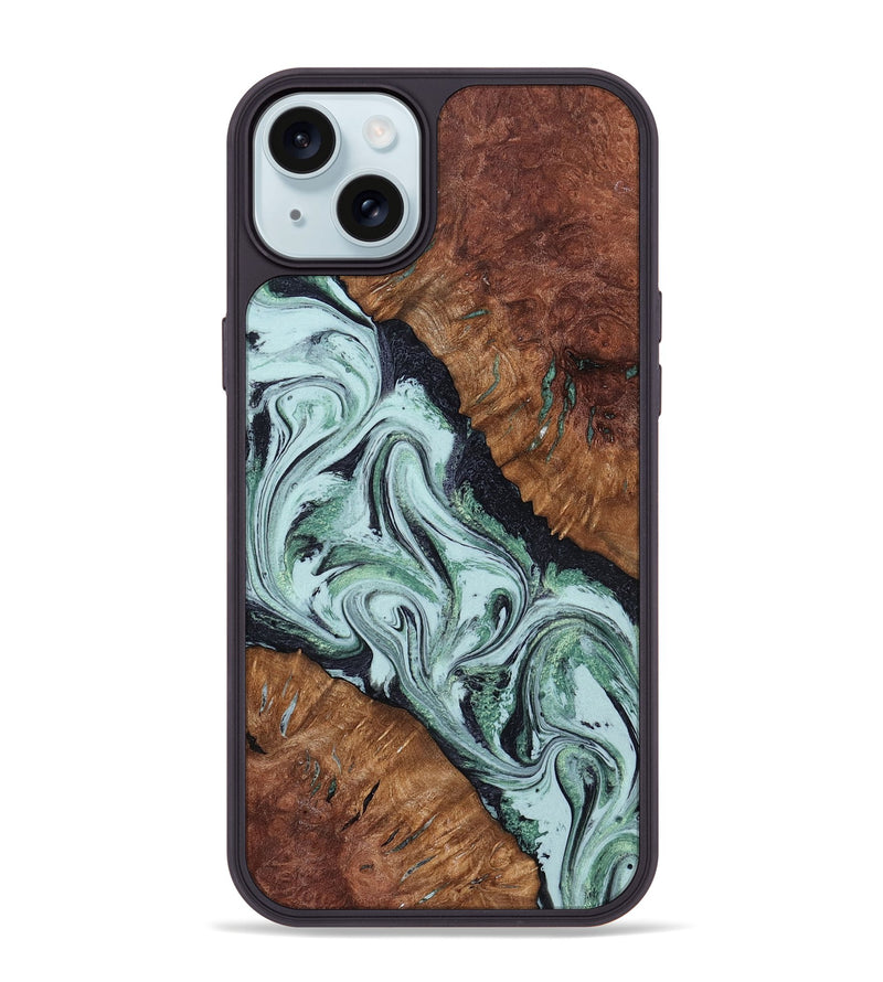iPhone 15 Plus Wood Phone Case - Roman (Green, 798948)