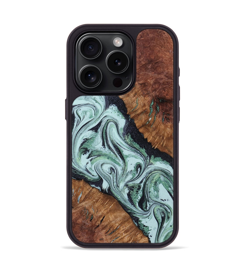 iPhone 15 Pro Wood Phone Case - Roman (Green, 798948)