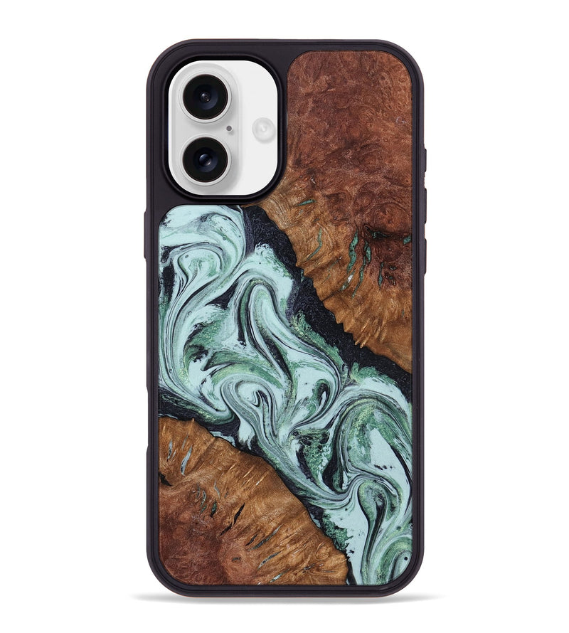 iPhone 16 Plus Wood Phone Case - Roman (Green, 798948)