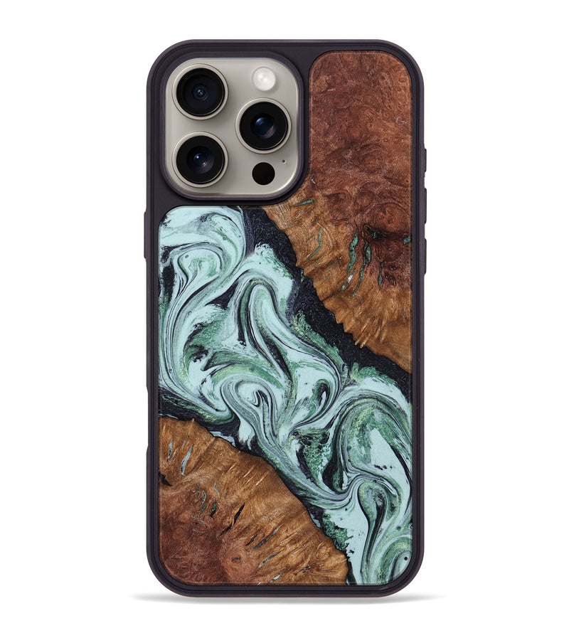 iPhone 16 Pro Max Wood Phone Case - Roman (Green, 798948)