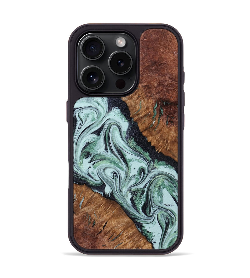 iPhone 16 Pro Wood Phone Case - Roman (Green, 798948)
