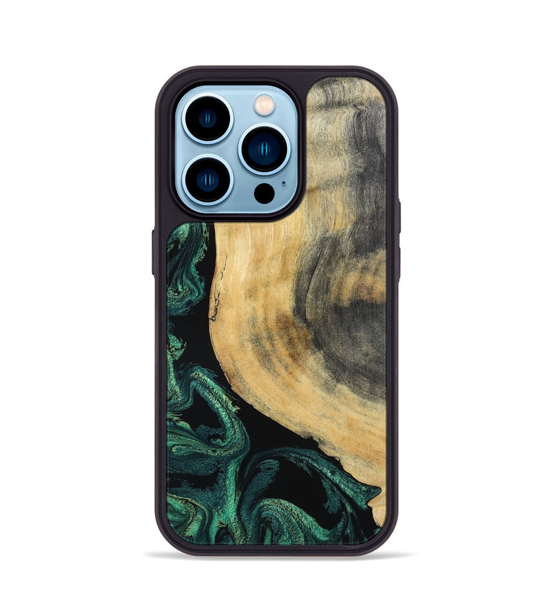 iPhone 14 Pro Wood Phone Case - Evander (Green, 798950)