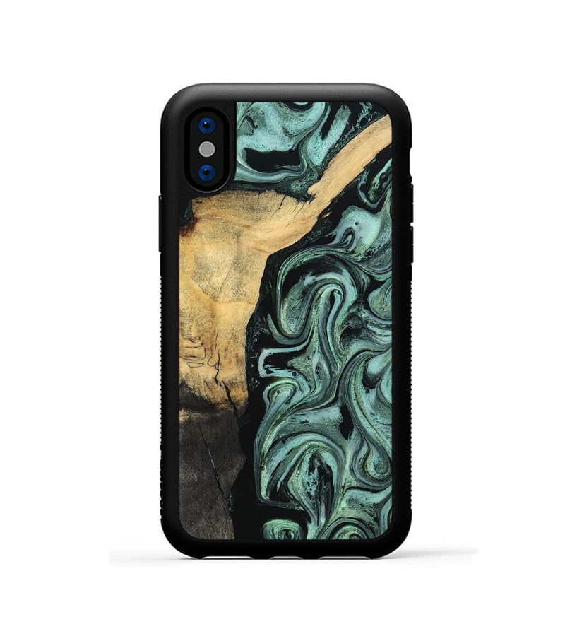 iPhone Xs Wood Phone Case - Annetta (Green, 798951)