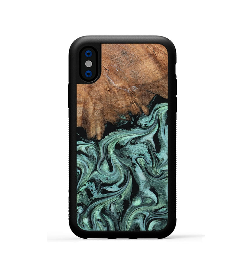 iPhone Xs Wood Phone Case - Maryjo (Green, 798958)