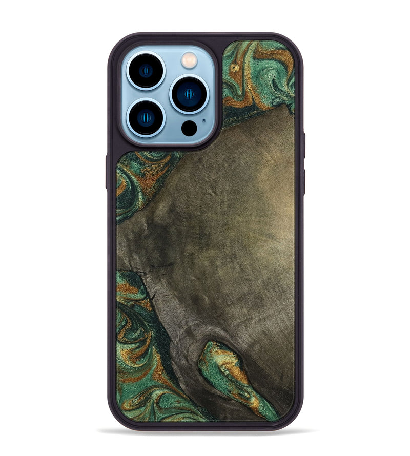 iPhone 14 Pro Max Wood Phone Case - Kaisen (Green, 798964)