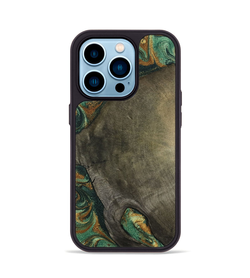 iPhone 14 Pro Wood Phone Case - Kaisen (Green, 798964)