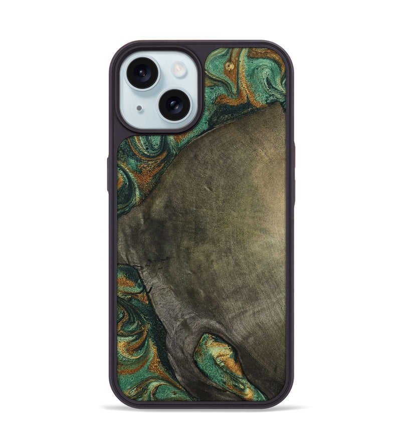 iPhone 15 Wood Phone Case - Kaisen (Green, 798964)