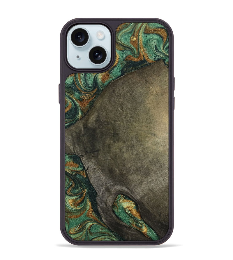 iPhone 15 Plus Wood Phone Case - Kaisen (Green, 798964)